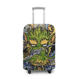 Чехол для чемодана 3D с принтом Зеленый дракон в Кировске, 86% полиэфир, 14% спандекс | двустороннее нанесение принта, прорези для ручек и колес | абстракция | дракон | иллюзия | китай | краска | лучи | новинки | прикольные | свет | текстуры
