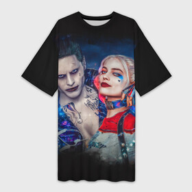 Платье-футболка 3D с принтом Харли и Джокер в Кировске,  |  | Тематика изображения на принте: harley quinn | suicide squad | the joker | джокер | харли квинн