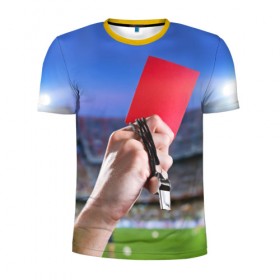 Мужская футболка 3D спортивная с принтом Красная карточка в Кировске, 100% полиэстер с улучшенными характеристиками | приталенный силуэт, круглая горловина, широкие плечи, сужается к линии бедра | red card | красная карточка | премьер лига | рфпл | футбол