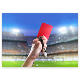 Поздравительная открытка с принтом Красная карточка в Кировске, 100% бумага | плотность бумаги 280 г/м2, матовая, на обратной стороне линовка и место для марки
 | red card | красная карточка | премьер лига | рфпл | футбол