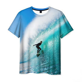 Мужская футболка 3D с принтом Океан в Кировске, 100% полиэфир | прямой крой, круглый вырез горловины, длина до линии бедер | лето | море | океан | отдых | серфинг | синяя
