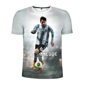 Мужская футболка 3D спортивная с принтом Leo Messi в Кировске, 100% полиэстер с улучшенными характеристиками | приталенный силуэт, круглая горловина, широкие плечи, сужается к линии бедра | barselona | messi | аргентина | барселона | месси | мяч | футбол