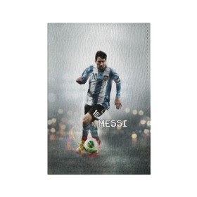 Обложка для паспорта матовая кожа с принтом Leo Messi в Кировске, натуральная матовая кожа | размер 19,3 х 13,7 см; прозрачные пластиковые крепления | barselona | messi | аргентина | барселона | месси | мяч | футбол