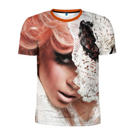Мужская футболка 3D спортивная с принтом Lady Gaga в Кировске, 100% полиэстер с улучшенными характеристиками | приталенный силуэт, круглая горловина, широкие плечи, сужается к линии бедра | Тематика изображения на принте: lady gaga | звезда | знаменитость | леди гага | музыка | певица