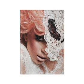 Обложка для паспорта матовая кожа с принтом Lady Gaga в Кировске, натуральная матовая кожа | размер 19,3 х 13,7 см; прозрачные пластиковые крепления | Тематика изображения на принте: lady gaga | звезда | знаменитость | леди гага | музыка | певица