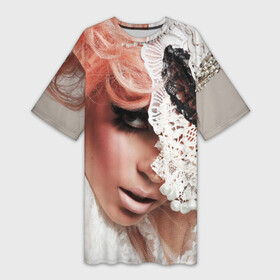 Платье-футболка 3D с принтом Lady Gaga в Кировске,  |  | lady gaga | звезда | знаменитость | леди гага | музыка | певица