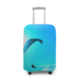 Чехол для чемодана 3D с принтом Прыжок в Кировске, 86% полиэфир, 14% спандекс | двустороннее нанесение принта, прорези для ручек и колес | парашют | прыжок | синяя