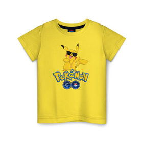 Детская футболка хлопок с принтом Pokemon GO в Кировске, 100% хлопок | круглый вырез горловины, полуприлегающий силуэт, длина до линии бедер | pikachu | pokeball | доллар | золото | пикачу | покеболл | покемон