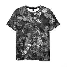 Мужская футболка 3D с принтом Следы в Кировске, 100% полиэфир | прямой крой, круглый вырез горловины, длина до линии бедер | камуфляж | ноги | обувь | серый