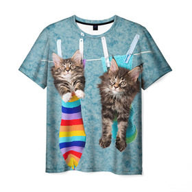 Мужская футболка 3D с принтом Мейн-кун 1 в Кировске, 100% полиэфир | прямой крой, круглый вырез горловины, длина до линии бедер | Тематика изображения на принте: кот | котенок | котик | котэ | кошка | мейн кун | мейнкун | мэйн кун | мэйнкун