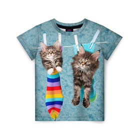 Детская футболка 3D с принтом Мейн-кун 1 в Кировске, 100% гипоаллергенный полиэфир | прямой крой, круглый вырез горловины, длина до линии бедер, чуть спущенное плечо, ткань немного тянется | кот | котенок | котик | котэ | кошка | мейн кун | мейнкун | мэйн кун | мэйнкун