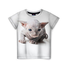 Детская футболка 3D с принтом Сфинкс 1 в Кировске, 100% гипоаллергенный полиэфир | прямой крой, круглый вырез горловины, длина до линии бедер, чуть спущенное плечо, ткань немного тянется | кот | котенок | котик | котэ | кошка | сфинкс