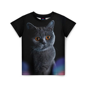 Детская футболка 3D с принтом Британец 1 в Кировске, 100% гипоаллергенный полиэфир | прямой крой, круглый вырез горловины, длина до линии бедер, чуть спущенное плечо, ткань немного тянется | британец | британская | британцы | кот | котенок | котик | котэ | кошка
