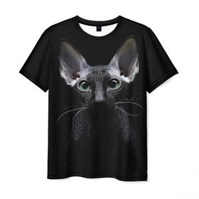 Мужская футболка 3D с принтом Сфинкс 2 в Кировске, 100% полиэфир | прямой крой, круглый вырез горловины, длина до линии бедер | Тематика изображения на принте: кот | котенок | котик | котэ | кошка | сфинкс