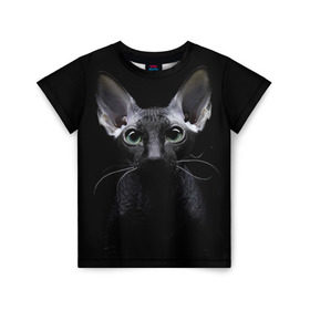 Детская футболка 3D с принтом Сфинкс 2 в Кировске, 100% гипоаллергенный полиэфир | прямой крой, круглый вырез горловины, длина до линии бедер, чуть спущенное плечо, ткань немного тянется | кот | котенок | котик | котэ | кошка | сфинкс