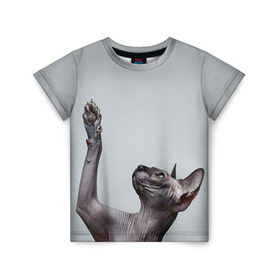 Детская футболка 3D с принтом Сфинкс 3 в Кировске, 100% гипоаллергенный полиэфир | прямой крой, круглый вырез горловины, длина до линии бедер, чуть спущенное плечо, ткань немного тянется | кот | котенок | котик | котэ | кошка | сфинкс