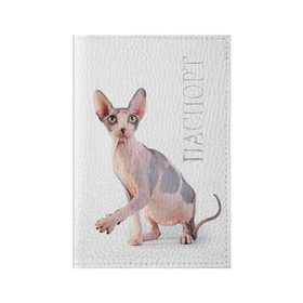 Обложка для паспорта матовая кожа с принтом Сфинкс 5 в Кировске, натуральная матовая кожа | размер 19,3 х 13,7 см; прозрачные пластиковые крепления | кот | котенок | котик | котэ | кошка | сфинкс