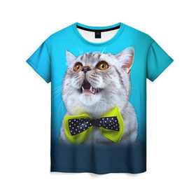 Женская футболка 3D с принтом Британец 3 в Кировске, 100% полиэфир ( синтетическое хлопкоподобное полотно) | прямой крой, круглый вырез горловины, длина до линии бедер | британец | британская | британцы | кот | котенок | котик | котэ | кошка