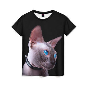 Женская футболка 3D с принтом Сфинкс 6 в Кировске, 100% полиэфир ( синтетическое хлопкоподобное полотно) | прямой крой, круглый вырез горловины, длина до линии бедер | кот | котенок | котик | котэ | кошка | сфинкс