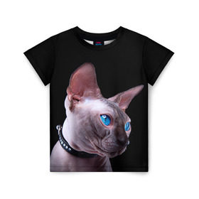 Детская футболка 3D с принтом Сфинкс 6 в Кировске, 100% гипоаллергенный полиэфир | прямой крой, круглый вырез горловины, длина до линии бедер, чуть спущенное плечо, ткань немного тянется | Тематика изображения на принте: кот | котенок | котик | котэ | кошка | сфинкс