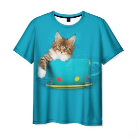 Мужская футболка 3D с принтом Мейн-кун 4 в Кировске, 100% полиэфир | прямой крой, круглый вырез горловины, длина до линии бедер | кот | котенок | котик | котэ | кошка | мейн кун | мейнкун | мэйн кун | мэйнкун