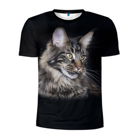 Мужская футболка 3D спортивная с принтом Мейн-кун 5 в Кировске, 100% полиэстер с улучшенными характеристиками | приталенный силуэт, круглая горловина, широкие плечи, сужается к линии бедра | кот | котенок | котик | котэ | кошка | мейн кун | мейнкун | мэйн кун | мэйнкун