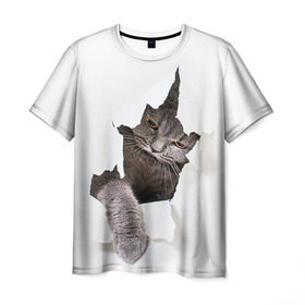 Мужская футболка 3D с принтом Британец 4 в Кировске, 100% полиэфир | прямой крой, круглый вырез горловины, длина до линии бедер | Тематика изображения на принте: британец | британская | британцы | кот | котенок | котик | котэ | кошка