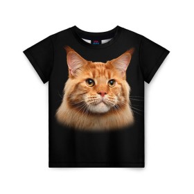 Детская футболка 3D с принтом Мейн-кун 6 в Кировске, 100% гипоаллергенный полиэфир | прямой крой, круглый вырез горловины, длина до линии бедер, чуть спущенное плечо, ткань немного тянется | кот | котенок | котик | котэ | кошка | мейн кун | мейнкун | мэйн кун | мэйнкун