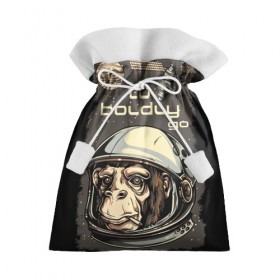 Подарочный 3D мешок с принтом Космо мартышка в Кировске, 100% полиэстер | Размер: 29*39 см | Тематика изображения на принте: космос | луна | мартышка | новинки | обезьяна | популярное | спутник | шимпанзе