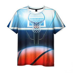 Мужская футболка 3D с принтом Баскетбол в Кировске, 100% полиэфир | прямой крой, круглый вырез горловины, длина до линии бедер | basketball | кольцо | корзина