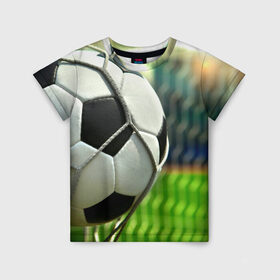 Детская футболка 3D с принтом Футбол в Кировске, 100% гипоаллергенный полиэфир | прямой крой, круглый вырез горловины, длина до линии бедер, чуть спущенное плечо, ткань немного тянется | ворота | мяч | сетка