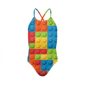 Детский купальник 3D с принтом Лего в Кировске, Полиэстер 85%, Спандекс 15% | Слитный крой, подклад по переду изделия, узкие бретели | Тематика изображения на принте: lego | дети