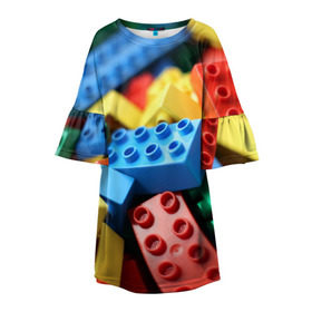 Детское платье 3D с принтом Лего в Кировске, 100% полиэстер | прямой силуэт, чуть расширенный к низу. Круглая горловина, на рукавах — воланы | Тематика изображения на принте: lego | дети
