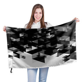 Флаг 3D с принтом Trianse в Кировске, 100% полиэстер | плотность ткани — 95 г/м2, размер — 67 х 109 см. Принт наносится с одной стороны | полигоны | текстура | треугольники