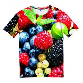 Мужская футболка 3D с принтом Ягоды в Кировске, 100% полиэфир | прямой крой, круглый вырез горловины, длина до линии бедер | фото | яркий