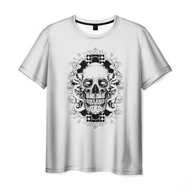 Мужская футболка 3D с принтом Череп 33 в Кировске, 100% полиэфир | прямой крой, круглый вырез горловины, длина до линии бедер | skull | skulls | кости | скелет | череп