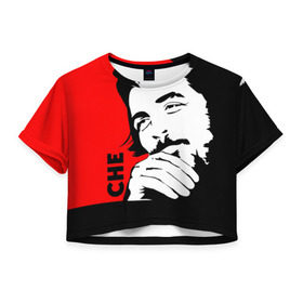 Женская футболка 3D укороченная с принтом Че Гевара в Кировске, 100% полиэстер | круглая горловина, длина футболки до линии талии, рукава с отворотами | che | che guevara | comandante | revolution | viva | революция | че | чегевара