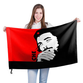 Флаг 3D с принтом Че Гевара в Кировске, 100% полиэстер | плотность ткани — 95 г/м2, размер — 67 х 109 см. Принт наносится с одной стороны | che | che guevara | comandante | revolution | viva | революция | че | чегевара
