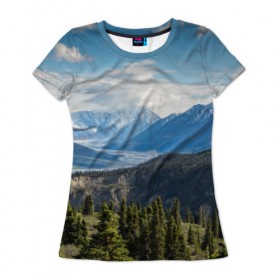 Женская футболка 3D с принтом Горы в Кировске, 100% полиэфир ( синтетическое хлопкоподобное полотно) | прямой крой, круглый вырез горловины, длина до линии бедер | 