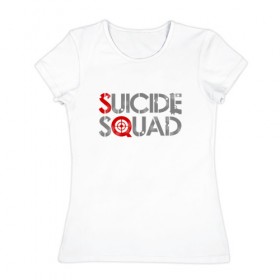 Женская футболка хлопок с принтом Отряд самоубийц в Кировске, 100% хлопок | прямой крой, круглый вырез горловины, длина до линии бедер, слегка спущенное плечо | 