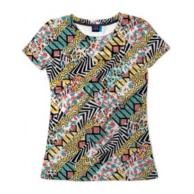Женская футболка 3D с принтом Фэшн 2 в Кировске, 100% полиэфир ( синтетическое хлопкоподобное полотно) | прямой крой, круглый вырез горловины, длина до линии бедер | лоскут | паттерн