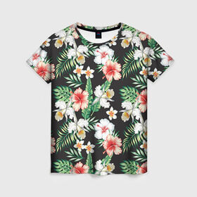 Женская футболка 3D с принтом Фэшн 4 в Кировске, 100% полиэфир ( синтетическое хлопкоподобное полотно) | прямой крой, круглый вырез горловины, длина до линии бедер | паттерн | цветы