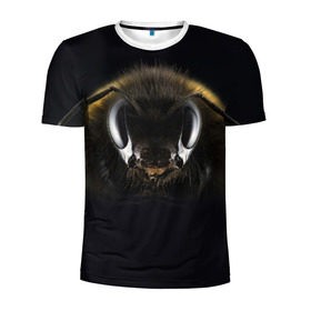 Мужская футболка 3D спортивная с принтом Пчела в Кировске, 100% полиэстер с улучшенными характеристиками | приталенный силуэт, круглая горловина, широкие плечи, сужается к линии бедра | глаза | насекомое | оса | пчела