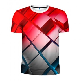 Мужская футболка 3D спортивная с принтом Текстура в Кировске, 100% полиэстер с улучшенными характеристиками | приталенный силуэт, круглая горловина, широкие плечи, сужается к линии бедра | кубы | объем