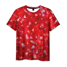 Мужская футболка 3D с принтом Зерна граната в Кировске, 100% полиэфир | прямой крой, круглый вырез горловины, длина до линии бедер | Тематика изображения на принте: гранат | еда | зерна | красный | сладкое | фрукты