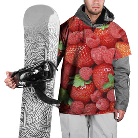 Накидка на куртку 3D с принтом Ягоды в Кировске, 100% полиэстер |  | десерт | еда | клубника | красный | малина | сладкое | ягоды