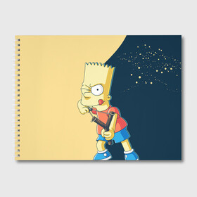Альбом для рисования с принтом Барт в Кировске, 100% бумага
 | матовая бумага, плотность 200 мг. | simpsons | барт | гомер | мардж | симпсоны