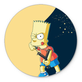 Коврик круглый с принтом Барт в Кировске, резина и полиэстер | круглая форма, изображение наносится на всю лицевую часть | simpsons | барт | гомер | мардж | симпсоны