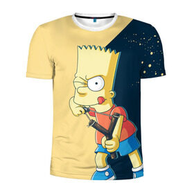 Мужская футболка 3D спортивная с принтом Барт в Кировске, 100% полиэстер с улучшенными характеристиками | приталенный силуэт, круглая горловина, широкие плечи, сужается к линии бедра | simpsons | барт | гомер | мардж | симпсоны