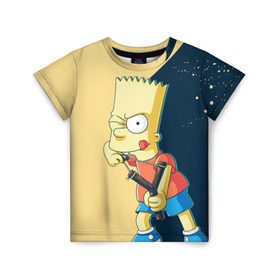 Детская футболка 3D с принтом Барт в Кировске, 100% гипоаллергенный полиэфир | прямой крой, круглый вырез горловины, длина до линии бедер, чуть спущенное плечо, ткань немного тянется | Тематика изображения на принте: simpsons | барт | гомер | мардж | симпсоны